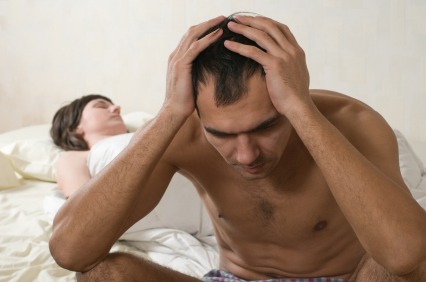 woman asleep and man disappointed